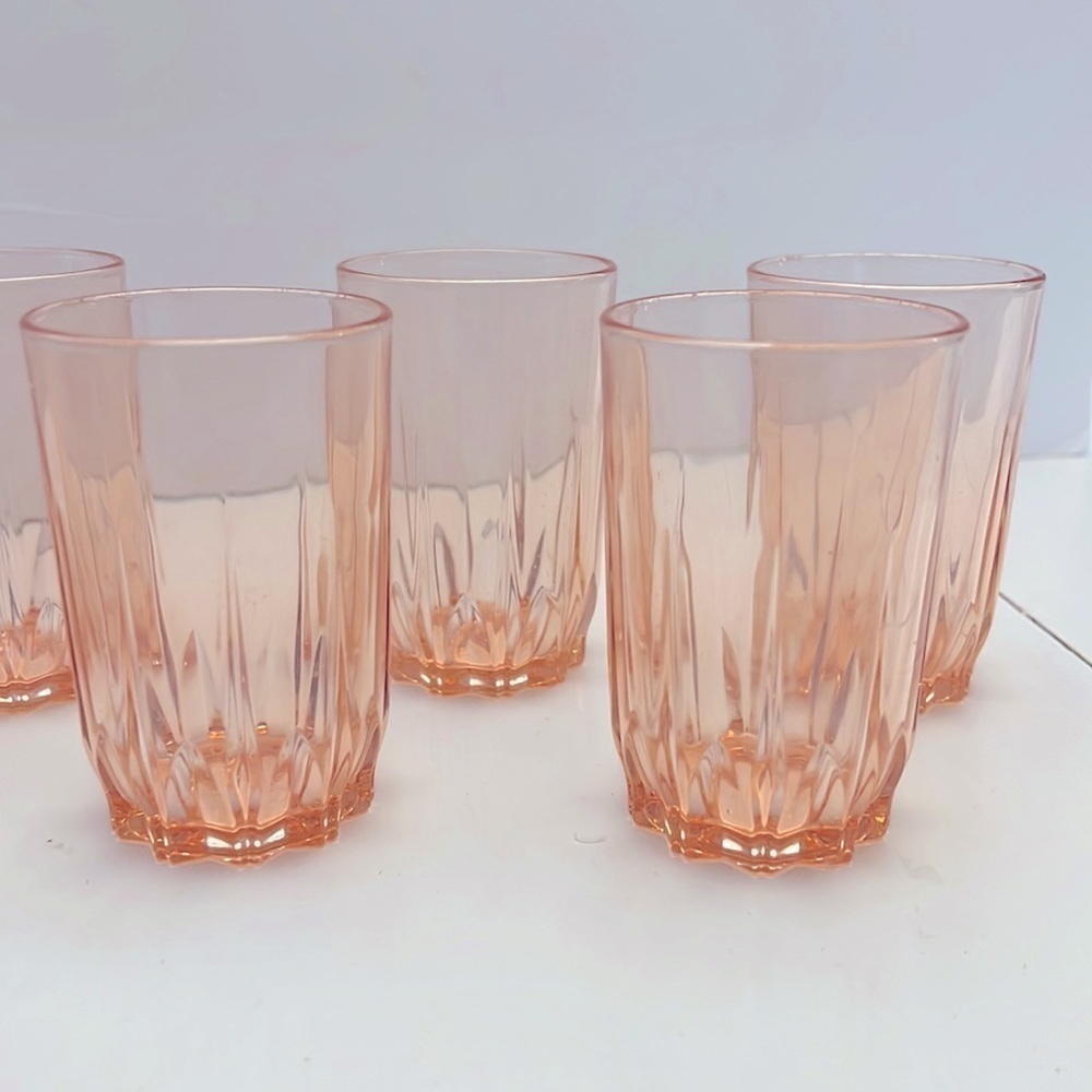 Vintage France Glcoloc Set of 5 Pink Juice Glasses